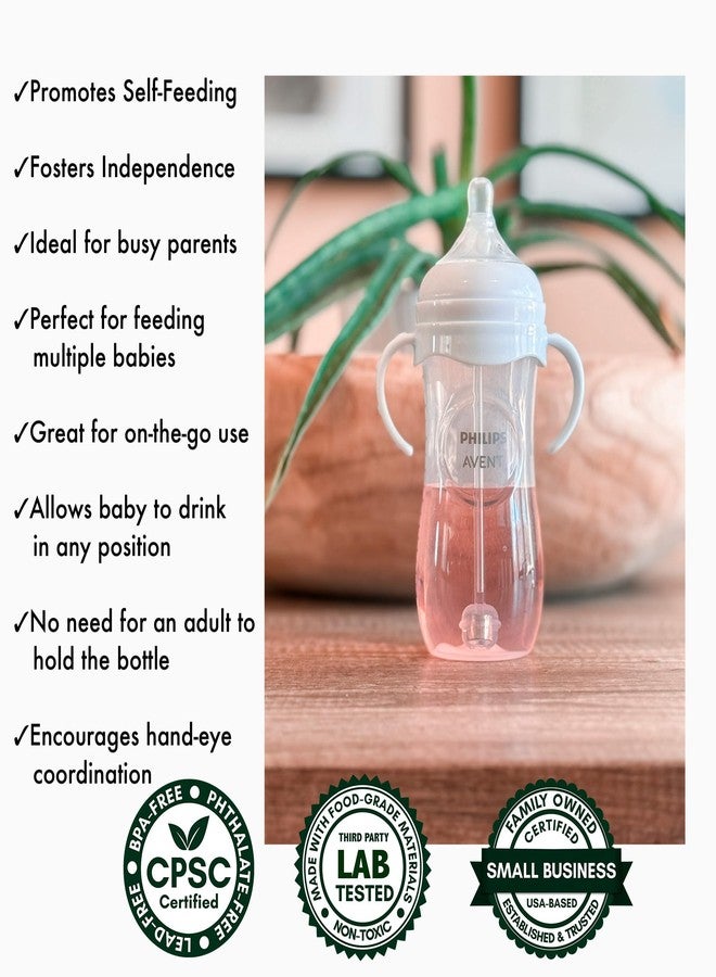 BelBeyo Self-Feeding Kit for Philips Avent Natural Baby Bottles 2-Count, Weighted Straw Attachment for Natural Response Nipples with Bottle Handles and Cleaning Brush, 4+ Months (for Plastic Bottles) - Image 5