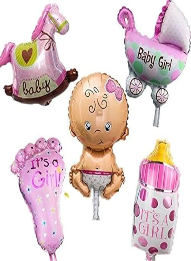 Secret 5 Pcs Baby Pink Party Balloons, 14inch Baby Shower Party Foil Baby Boy Girl Balloons Birthday Party Decoration , 2725611752435