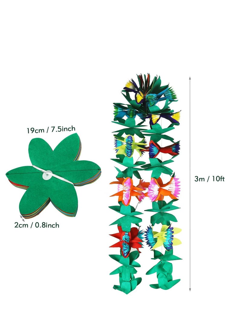 Generic 3Pcs Tropical Flower Garland Tissue Luau Hawaii Multicolored Leaves Banner for Party Birthday Hawaiian Theme Party, Beach Bar Vacation - 27ft - Image 4