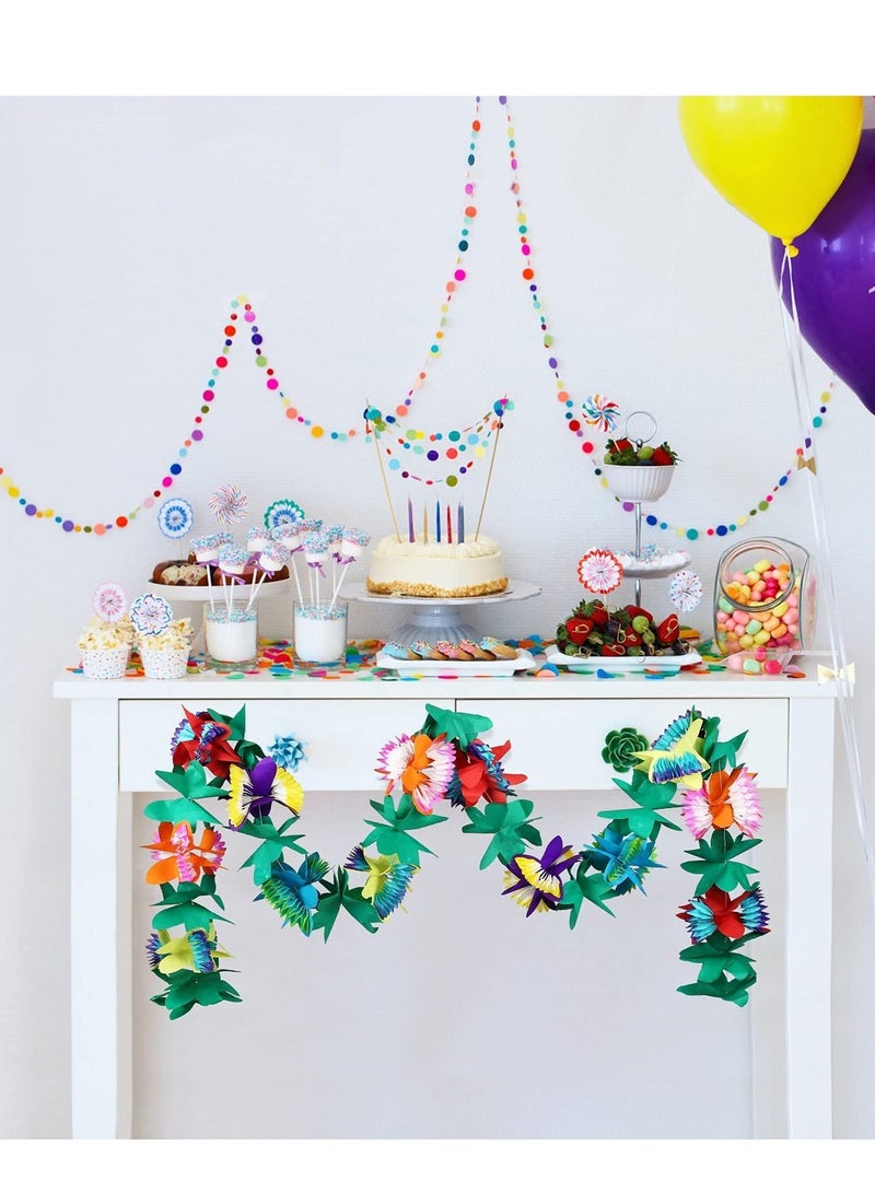 Generic 3Pcs Tropical Flower Garland Tissue Luau Hawaii Multicolored Leaves Banner for Party Birthday Hawaiian Theme Party, Beach Bar Vacation - 27ft - Image 2