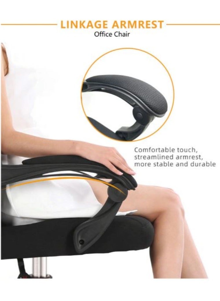 AL WADI FURNITURE Ergonomic High Back Executive Mesh Office Chair - Breathable, Lumbar and Spine Support, Curved Back, Adjustable Height, Reclining Swivel with Footrest, Black - Image 3