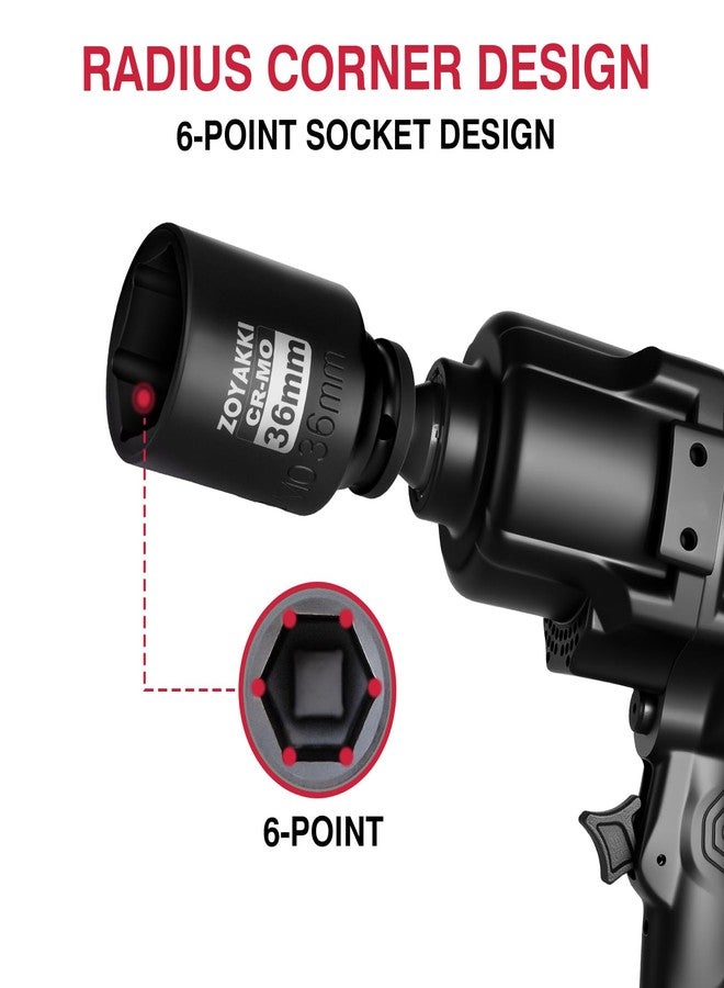 ZOYAKKI 1/2" Drive x 36 mm Deep 6 PT Impact Socket, CR-MO,1/2-inch Drive 6 Point Axle Nut Socket for Easy Removal of Axle Shaft Nuts (Metric 36MM) - Image 4