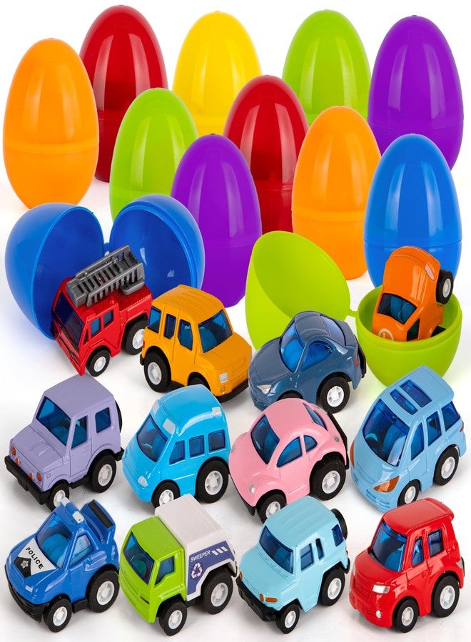 ArtCreativity Pre-Filled Easter Eggs with Diecast Vehicles for Hunt - 12 Emergency & Community Vehicles, Fire trucks, Ambulances with Pull-Back Function - Easter Basket Stuffers - Image 1