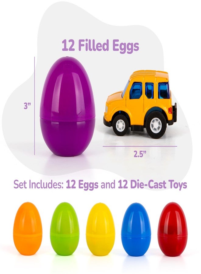 ArtCreativity Pre-Filled Easter Eggs with Diecast Vehicles for Hunt - 12 Emergency & Community Vehicles, Fire trucks, Ambulances with Pull-Back Function - Easter Basket Stuffers - Image 4