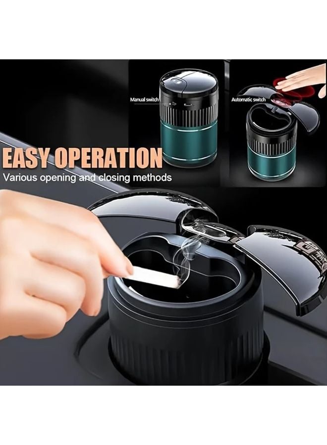 منفضة سجائر للسيارة السوداء مع مستشعر الأشعة تحت الحمراء، غطاء يفتح ويغلق تلقائياً، وشاحن USB. - Image 4