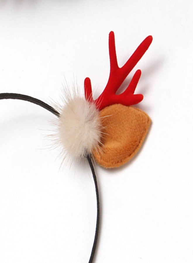 CHARMARK Antler Headband Cute Deer Ear Fluffy Christmas Headbands for Girls Red Antler Head Bands Xmas Hair Accessories for Women Winter Holiday Party Hair Band Decorations 1Pcs (Red D) - Image 3