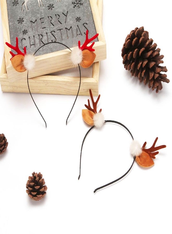 CHARMARK Antler Headband Cute Deer Ear Fluffy Christmas Headbands for Girls Red Antler Head Bands Xmas Hair Accessories for Women Winter Holiday Party Hair Band Decorations 1Pcs (Red D) - Image 5