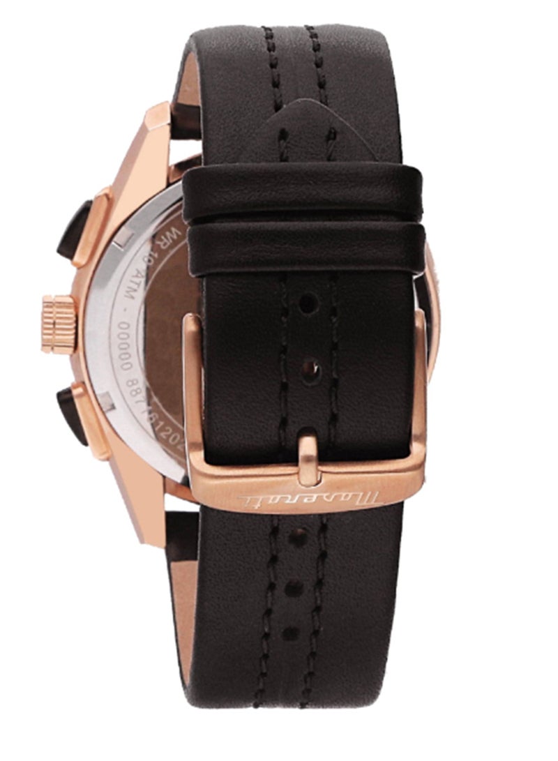 Maserati Men's Blue Dial Brown Leather Watch - 45 MM - R8871612024 - Image 2
