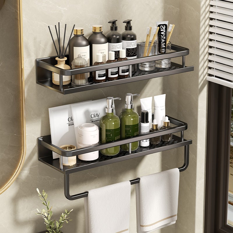 Bathroom Rack Wall-Mounted Punch-Free Bathroom Rack Bathroom Washstand Space Aluminum Toilet Storage Rack - Image 2
