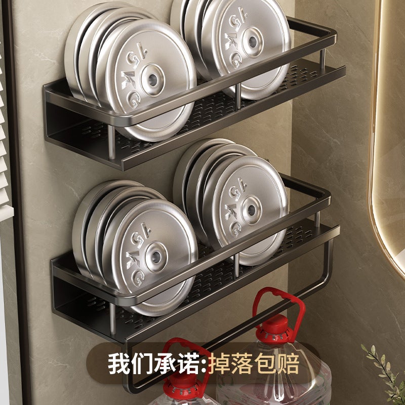 Bathroom Rack Wall-Mounted Punch-Free Bathroom Rack Bathroom Washstand Space Aluminum Toilet Storage Rack - Image 4