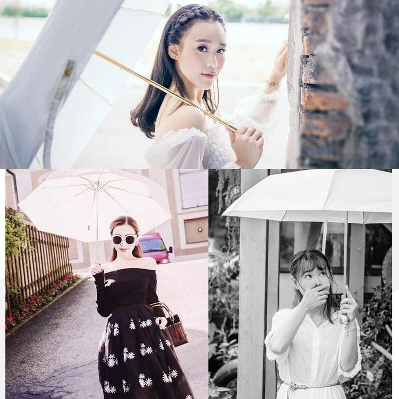 windforgecraft 3 Folding Umbrella, Rose Gold Luxury Handle, Elegant Female Sun Sun Rain UV Protection, Windproof Compact Travel Resistant Fabric, Girls Romantic Gift - Image 2