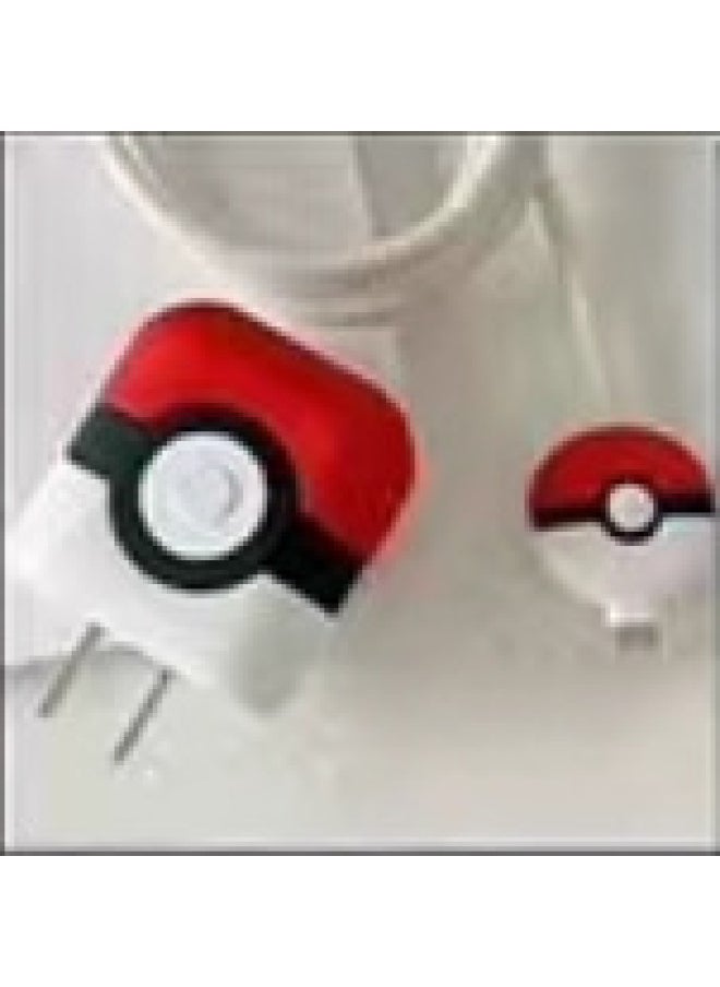 2024 Four-piece Charger Protective Cover For Apple 15 Fast Charging Protective Cover 18W/20W Charger-Specifications:145. Poke Ball (set Of Four) Big And Small Heads + 1.4m Wire Rope + Tie  - Image 1