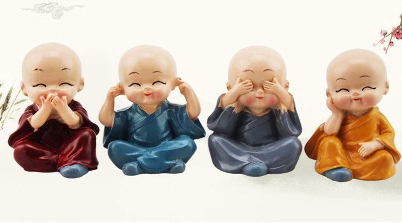 ANAB GI Mini Little Monk Buddha Miniature Figurine 5.5cms Set of 4Pcs - Image 1