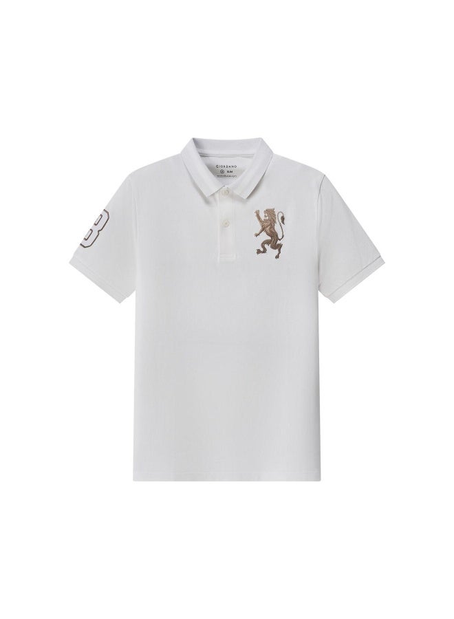 جيوردانو قميص بولو أسد أبيض للرجال - Image 3