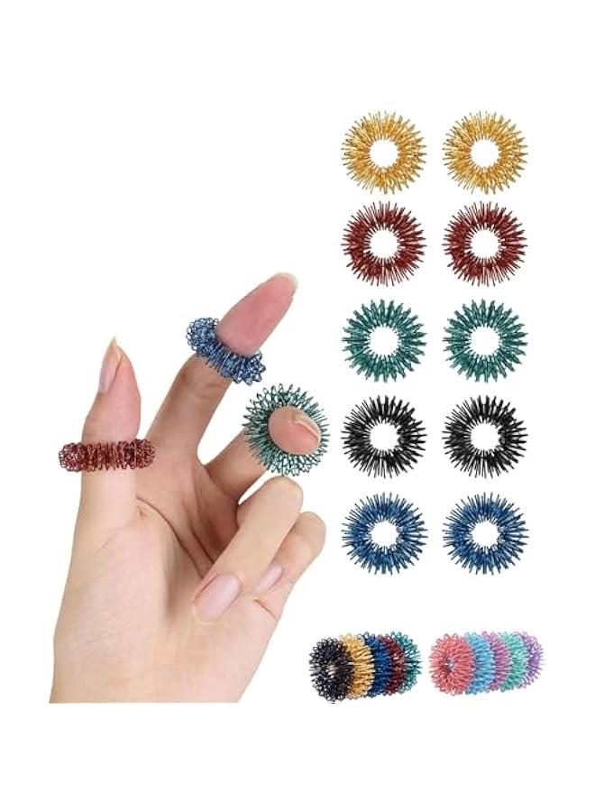 - Spiky Sensory Rings, 10 Pack, Stress Relief Fidget Sensory Toys, Fidget Rings, Fidget Ring for Anxiety, Stress Relief Rings, Massager for Fidget ADHD Autism, Silent Stress Reducer Ring  - Image 1