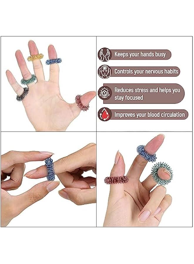 - Spiky Sensory Rings, 10 Pack, Stress Relief Fidget Sensory Toys, Fidget Rings, Fidget Ring for Anxiety, Stress Relief Rings, Massager for Fidget ADHD Autism, Silent Stress Reducer Ring  - Image 4