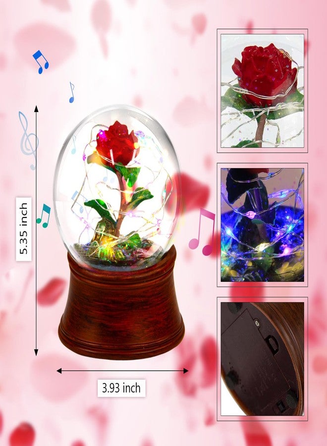 YT3 Studio Rose Snow Globe Music Box, Preserved Red Rose Flower Musical Snow Globes, LED Light Up Rose Snowglobe Water Globe Romantic Gift for Women Girls in Mother's Day, Anniversary, Christmas - Image 2