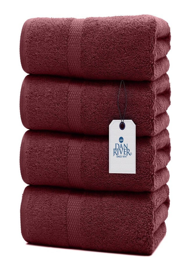 DAN RIVER Bath Towels Set of 4, 27 x 54 Inches, 100% Cotton, Larger & Lighter Weight, Quicker to Dry, Super Soft and Absorbent, Ideal Soft Bath Towels for Daily Use, Pomegrante - Image 1