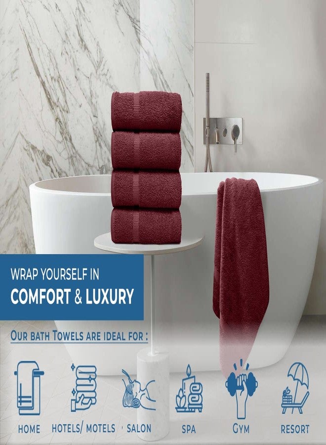DAN RIVER Bath Towels Set of 4, 27 x 54 Inches, 100% Cotton, Larger & Lighter Weight, Quicker to Dry, Super Soft and Absorbent, Ideal Soft Bath Towels for Daily Use, Pomegrante - Image 5