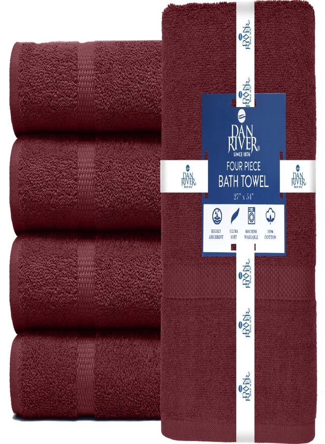 DAN RIVER Bath Towels Set of 4, 27 x 54 Inches, 100% Cotton, Larger & Lighter Weight, Quicker to Dry, Super Soft and Absorbent, Ideal Soft Bath Towels for Daily Use, Pomegrante - Image 3