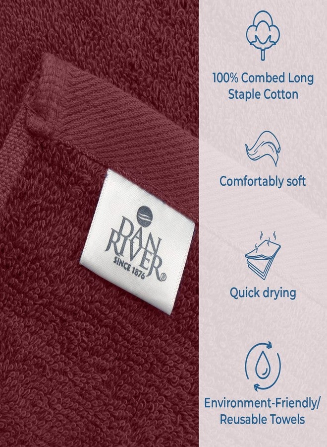 DAN RIVER Bath Towels Set of 4, 27 x 54 Inches, 100% Cotton, Larger & Lighter Weight, Quicker to Dry, Super Soft and Absorbent, Ideal Soft Bath Towels for Daily Use, Pomegrante - Image 4