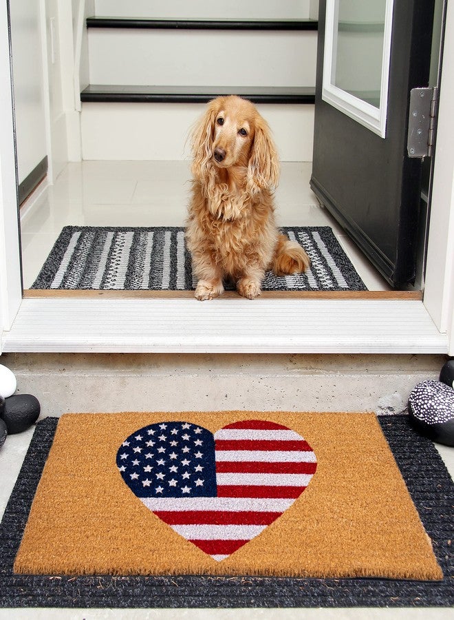 WALBROOK American Flag Heart Welcome Mat - All American Front Door Mat, All Star Outdoor Mat, Outdoor Mats for Home Entrance, Outdoor Doormats for Front Porch Decor, United States Flag Outdoor Rugs - Image 3