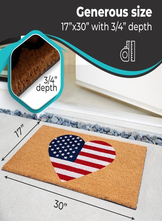 WALBROOK American Flag Heart Welcome Mat - All American Front Door Mat, All Star Outdoor Mat, Outdoor Mats for Home Entrance, Outdoor Doormats for Front Porch Decor, United States Flag Outdoor Rugs - Image 2