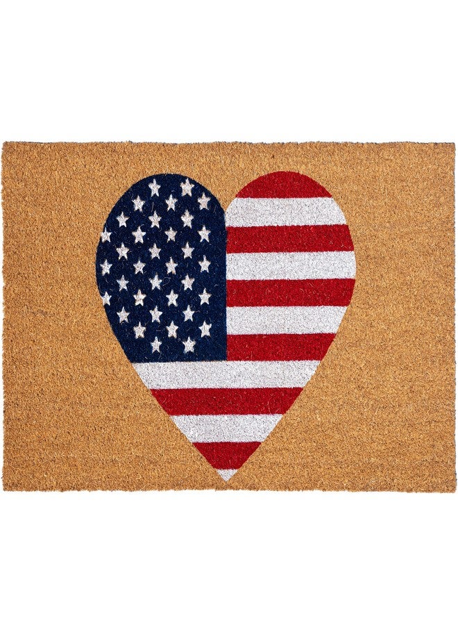 WALBROOK American Flag Heart Welcome Mat - All American Front Door Mat, All Star Outdoor Mat, Outdoor Mats for Home Entrance, Outdoor Doormats for Front Porch Decor, United States Flag Outdoor Rugs - Image 1