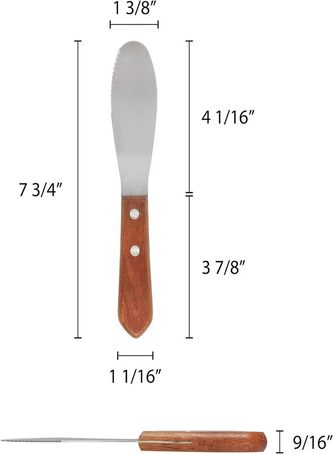 TrueCraftware- 7” Stainless Steel Straight Edge Wide Butter Spreader with Wood Handle Set of 4 - Sandwich Cream Cheese Condiment Knives - Image 4