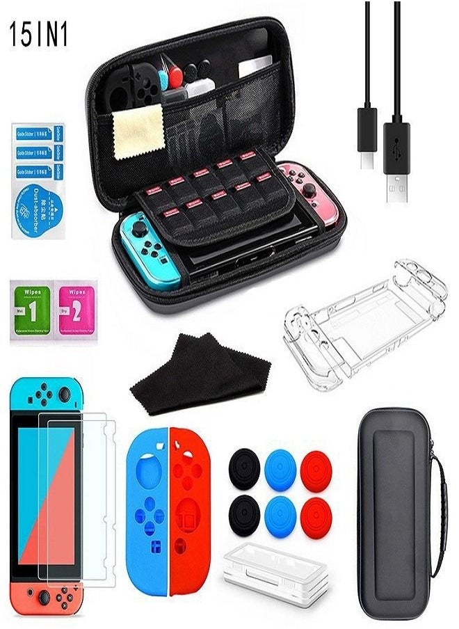 Generic Carrying Case for Nintendo Switch OLED, Travel Carrying Case Pouch Accessories for Switch OLED, Include Screen Protector, Protective Cover Case, Data Cable, Kickstand &Thumb Grip Caps  - Image 1