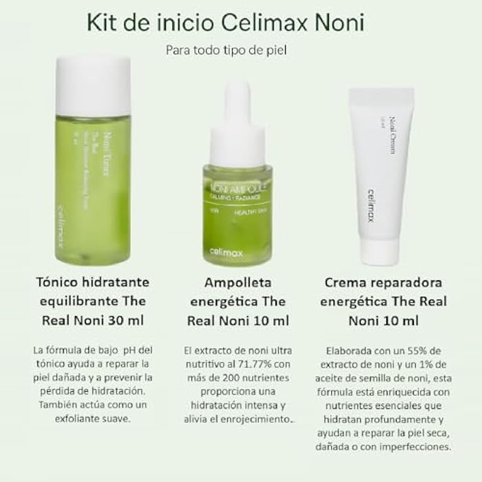 Celimax The Real Noni 3 Piece Mini Starter Kit - Moisturizing Toner 30ml, Soothing Ampoule 10ml and Repair Cream 10ml - Vegan Facial Care for All Skin Types - Korean Skincare - Image 4
