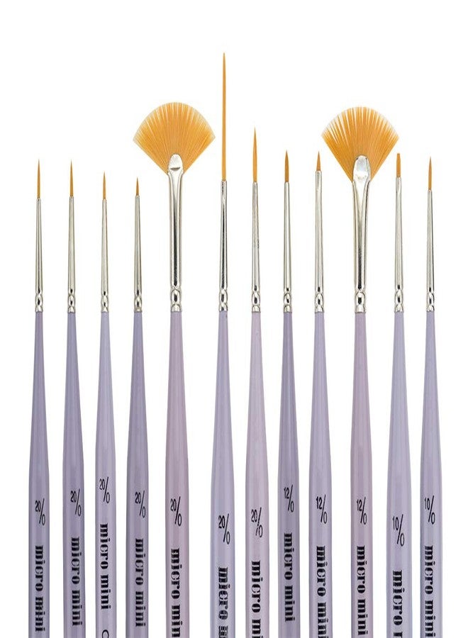 Creative Mark Micro Mini Fine Detail Paint Brush Set of 12 Pieces, Small Short Handle Taklon Bristles for Detailing, Paint by Number Art, Models & Nails - Image 2