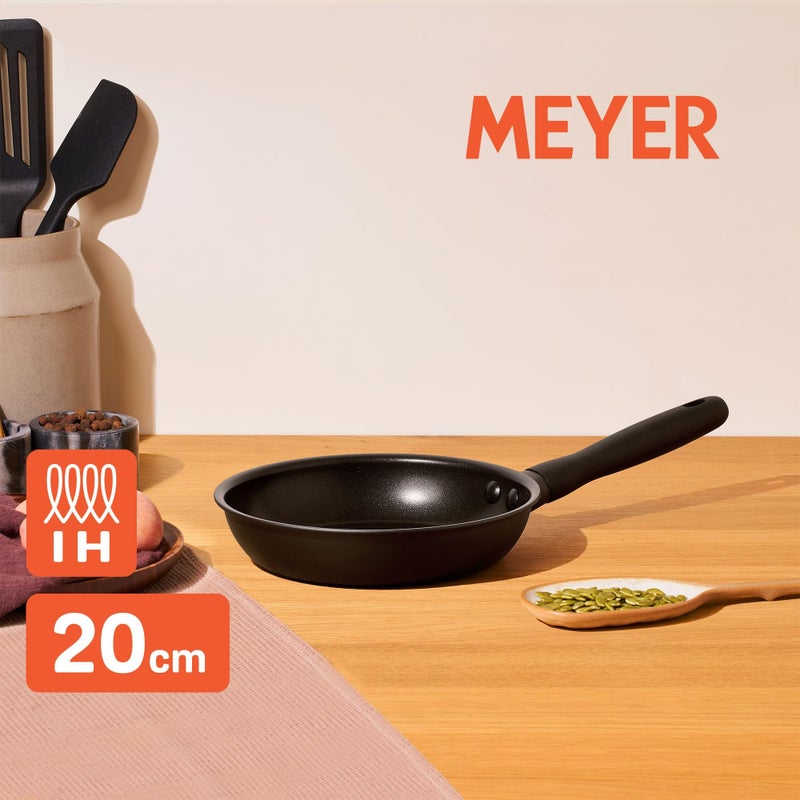 Meyer Midnight Hard Anodized Aluminium Non Stick Frypan | Frying Pan | Omlette pan | Fry pan with Stick Handle | Egg Pan | Gas and Induction Compatible, 20cm/ 1.16 Liters - Image 3