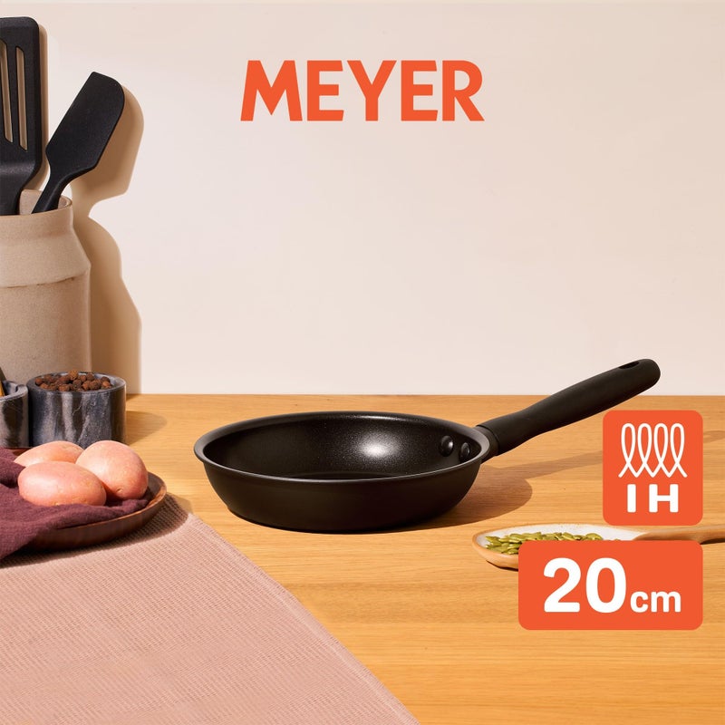 Meyer Midnight Hard Anodized Aluminium Non Stick Frypan | Frying Pan | Omlette pan | Fry pan with Stick Handle | Egg Pan | Gas and Induction Compatible, 20cm/ 1.16 Liters - Image 2