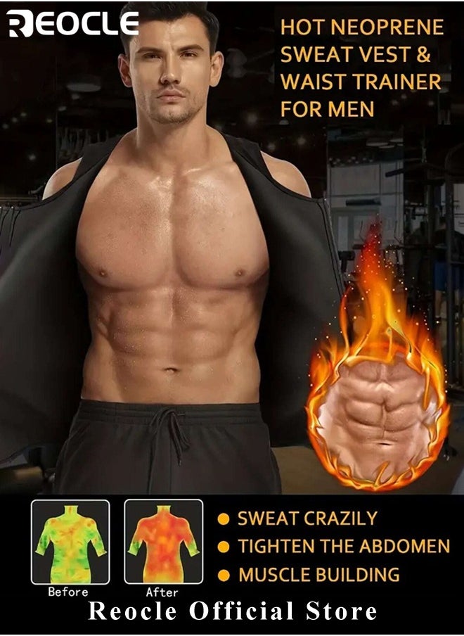 Men's Trainer Vest with Zipper Heat Trapping Zipper Sweat Enhancing Vest Sauna Suit Shirt Compression Vest Shapewear Top Corset Body Shaper for Gym