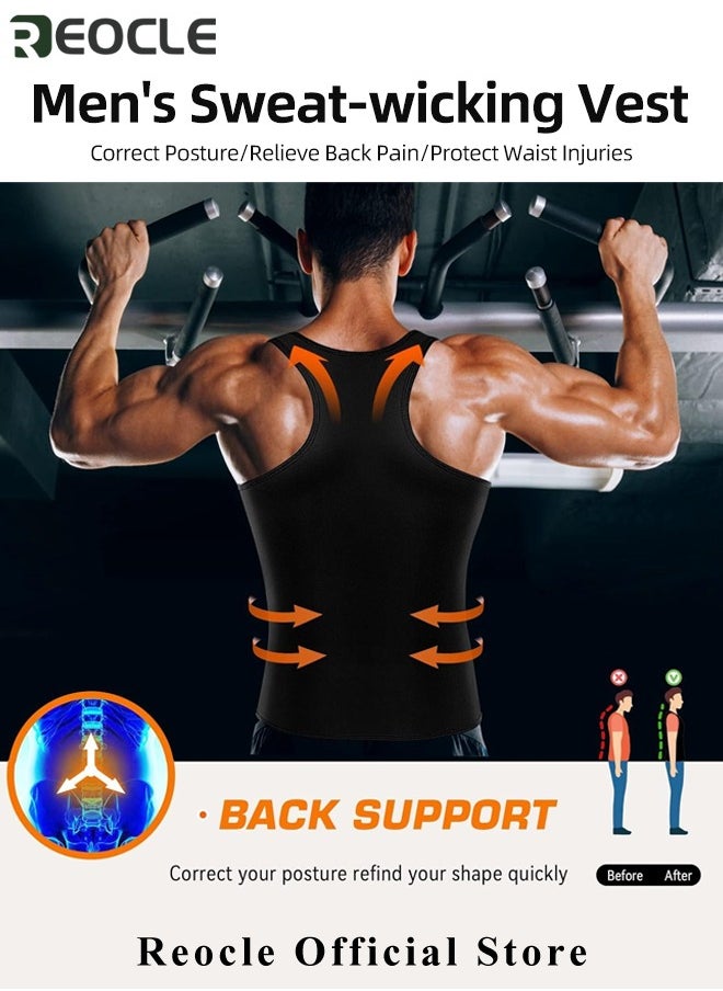 Men's Trainer Vest with Zipper Heat Trapping Zipper Sweat Enhancing Vest Sauna Suit Shirt Compression Vest Shapewear Top Corset Body Shaper for Gym