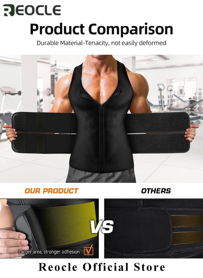 Men's Trainer Vest with Zipper Heat Trapping Zipper Sweat Enhancing Vest Sauna Suit Shirt Compression Vest Shapewear Top Corset Body Shaper for Gym