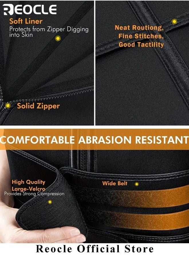 Men's Trainer Vest with Zipper Heat Trapping Zipper Sweat Enhancing Vest Sauna Suit Shirt Compression Vest Shapewear Top Corset Body Shaper for Gym