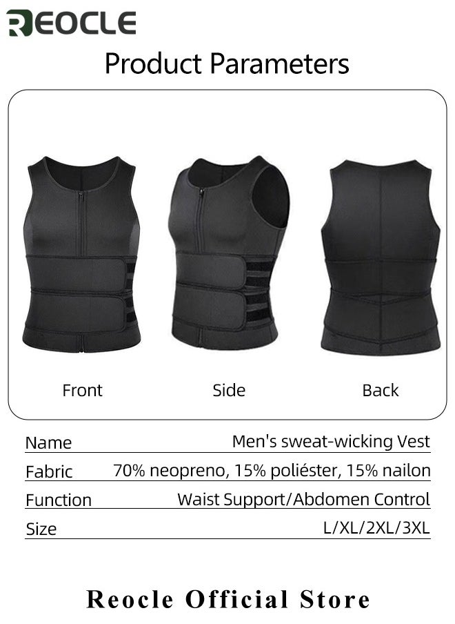 Men's Trainer Vest with Zipper Heat Trapping Zipper Sweat Enhancing Vest Sauna Suit Shirt Compression Vest Shapewear Top Corset Body Shaper for Gym