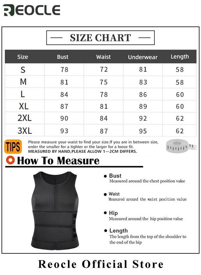 Men's Trainer Vest with Zipper Heat Trapping Zipper Sweat Enhancing Vest Sauna Suit Shirt Compression Vest Shapewear Top Corset Body Shaper for Gym