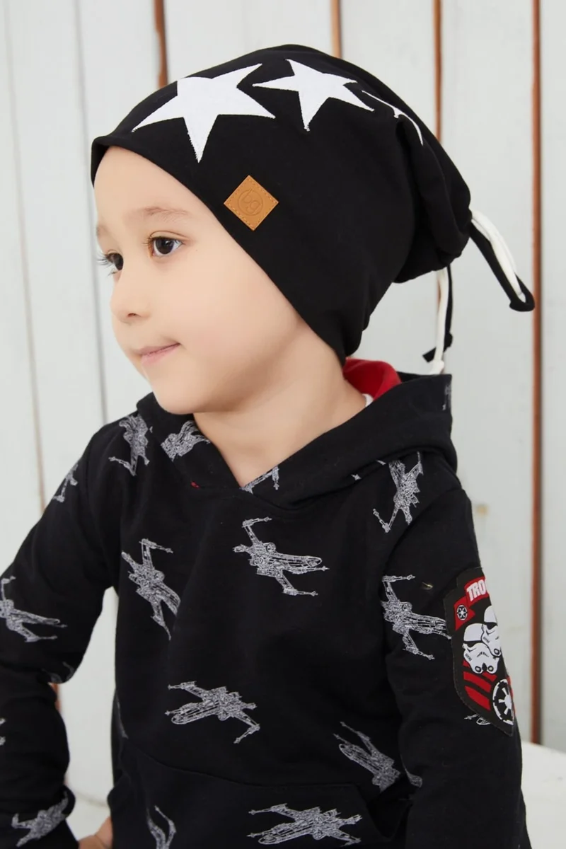 بيبيجيز Black White Fanatic Children Baby Hat Beanie Soft Double Layer Sports Cotton Combed Cotton