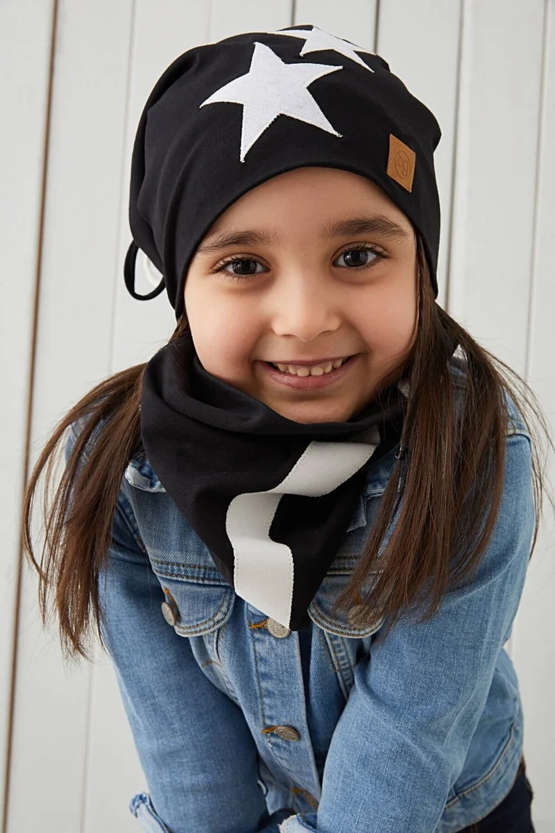 بيبيجيز Black White Fanatic Children Baby Hat Beanie Soft Double Layer Sports Cotton Combed Cotton