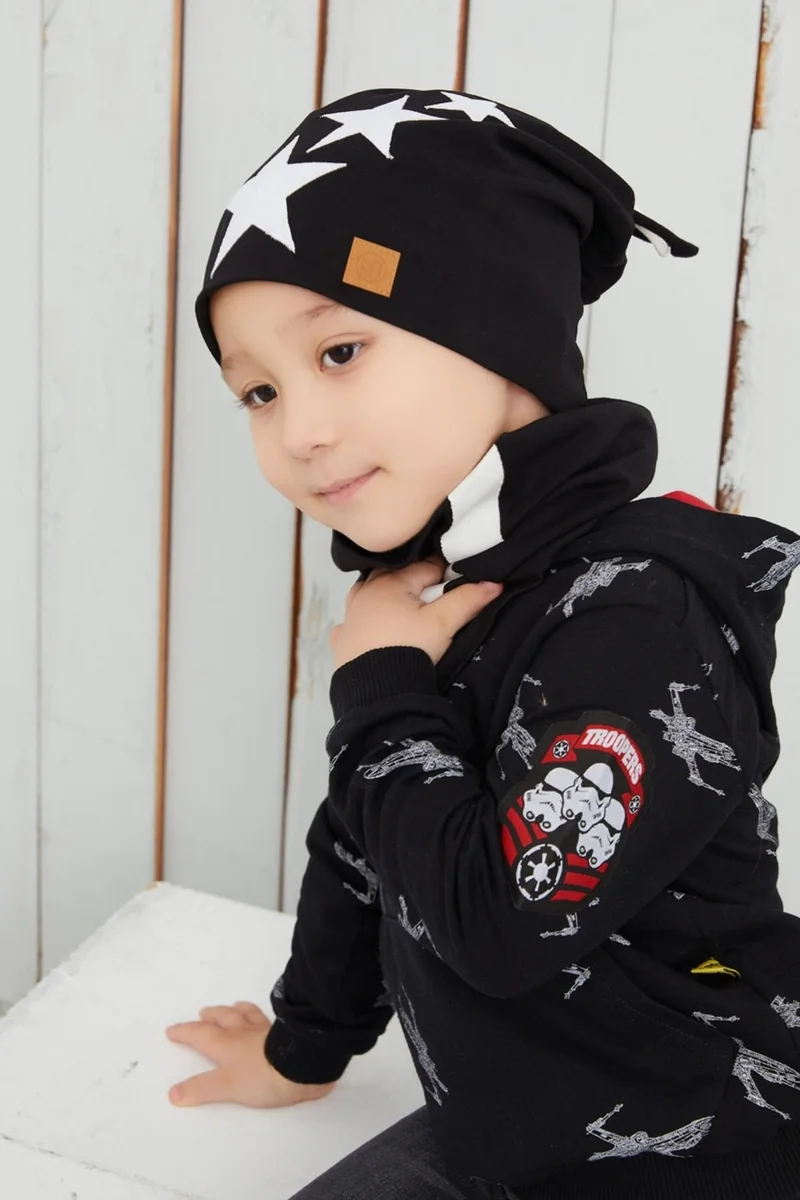 بيبيجيز Black White Fanatic Children Baby Hat Beanie Soft Double Layer Sports Cotton Combed Cotton