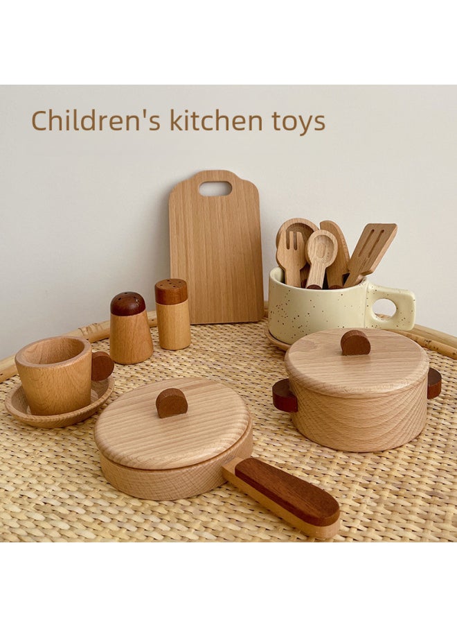 Generic - Children's Log Fruit And Vegetable Tableware Kitchen Utensils P1.0 Play House And Play Family And Play Parent-child Simulation Role-playing Toys-Color:Look At The Style - Image 1