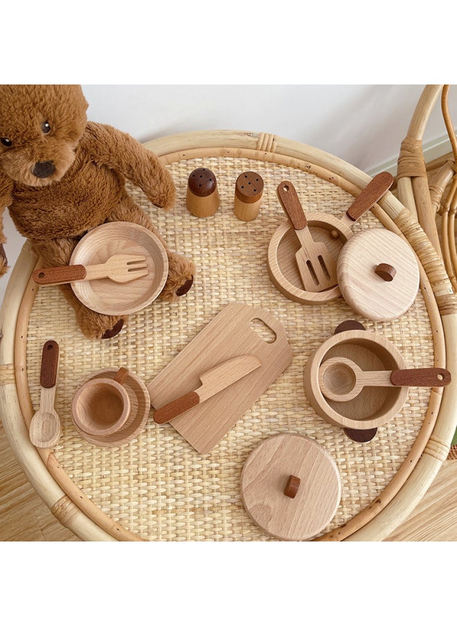 Generic - Children's Log Fruit And Vegetable Tableware Kitchen Utensils P1.0 Play House And Play Family And Play Parent-child Simulation Role-playing Toys-Color:Look At The Style - Image 1