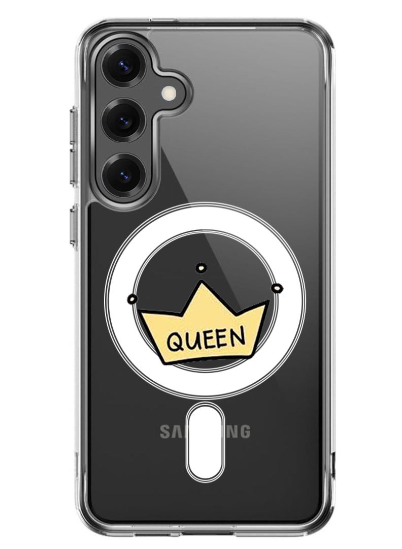 Theodor Magnetic Case for Samsung Galaxy S25 Plus 6.7-inch Compatible with MagSafe Wireless Charging, Shockproof Phone Bumper Cover Queen crown - Image 1