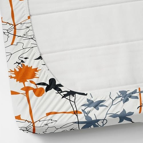 ULOM 350 TC Premium Heavy Cotton Feel Elastic Fitted bedsheets King Size with 2 Pillow Covers || Fitted bedsheet for Double Bed King Size with All Around Elastic (White Floral, Fitted - 72"x78" King) - Image 3