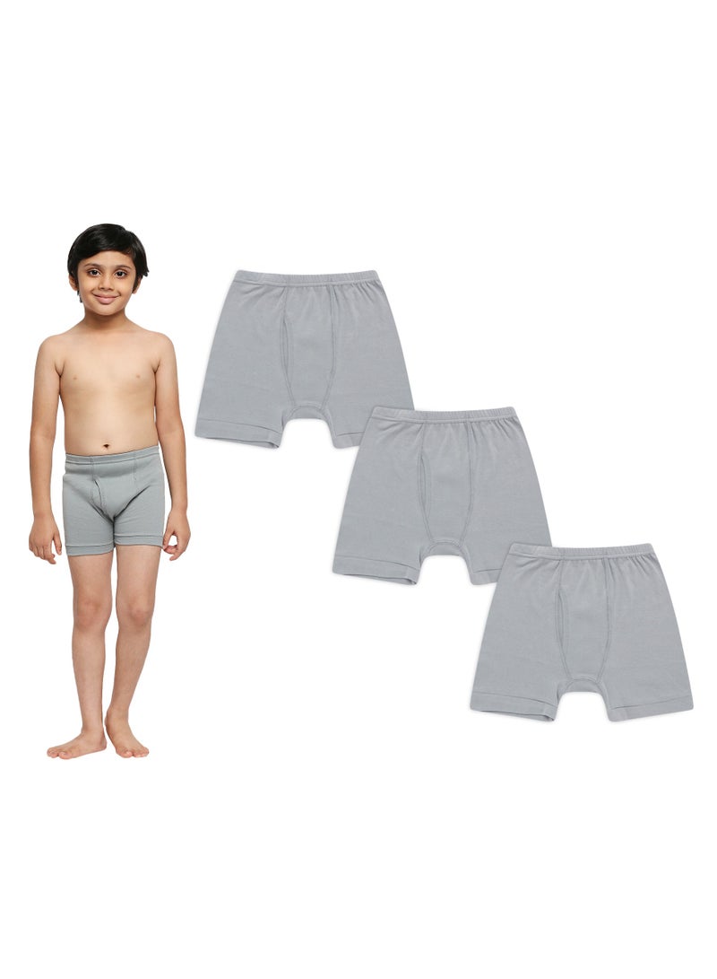 BYC BOY'S COTTON BOXER SHORT BRIEF (PACK OF 3) - DARK GREY  - Image 1