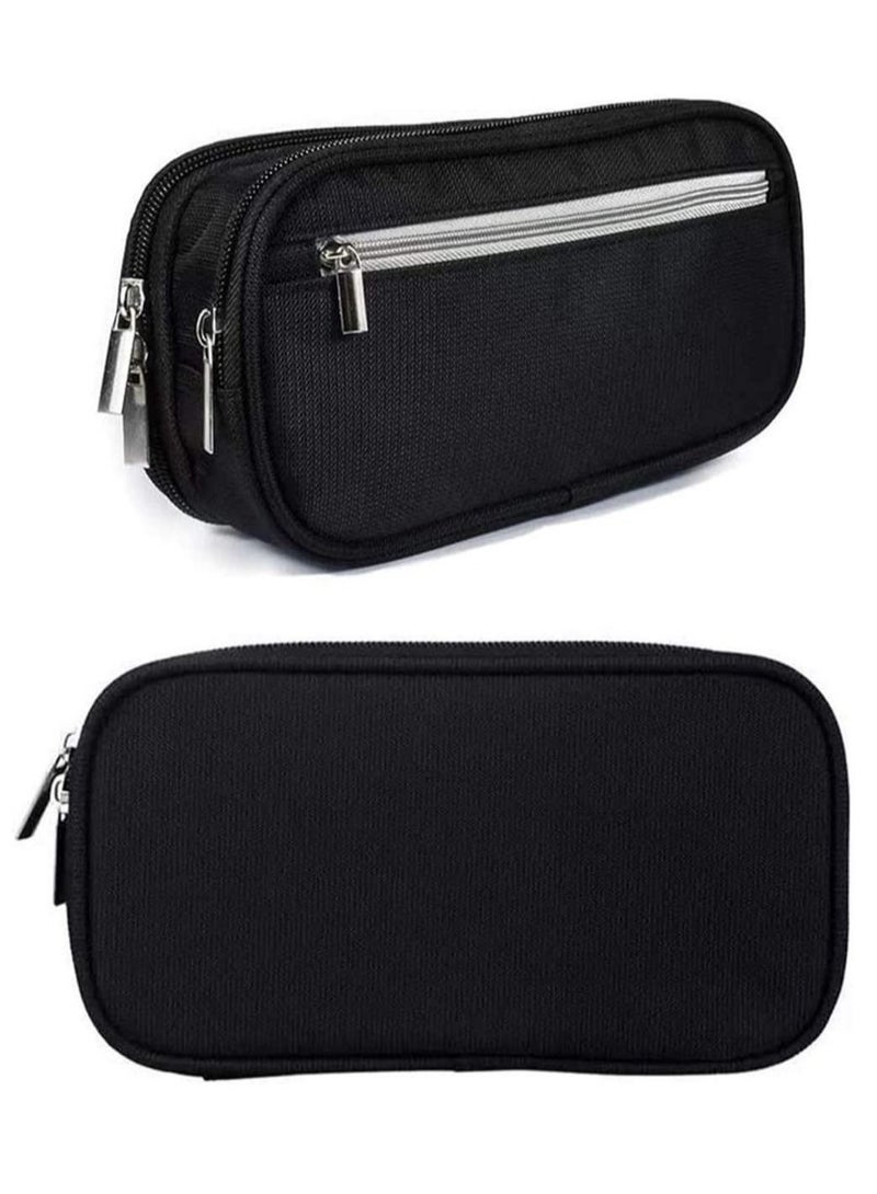 Pencil Case Large Capacity Pencil Cases/Pen Case/Pencil Bag Pouch with Multi Compartments for Boys and Girls Large Capacity Bag Pouch Holder Stationery Desk Organizer with Zipper Black - Image 5