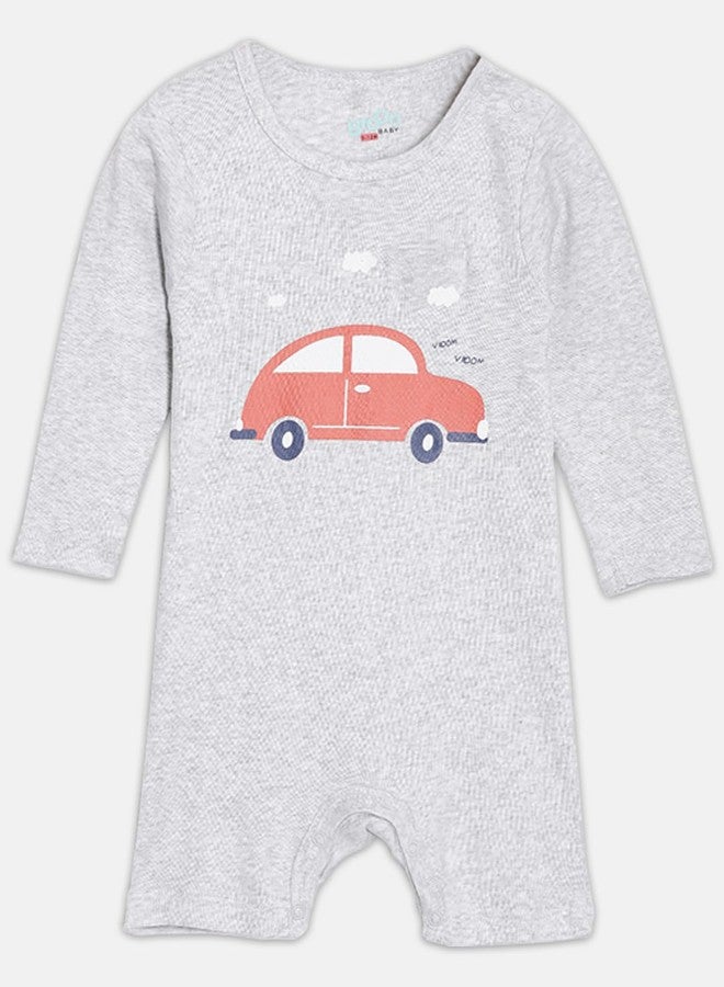 Broon Boys & Girls Off White and Grey Printed Rompers | Premium Organic Cotton | Full Sleeves with Allover Print | Infant Wear | Skin Friendly | Chemical Free | Pack of 2 - Image 2